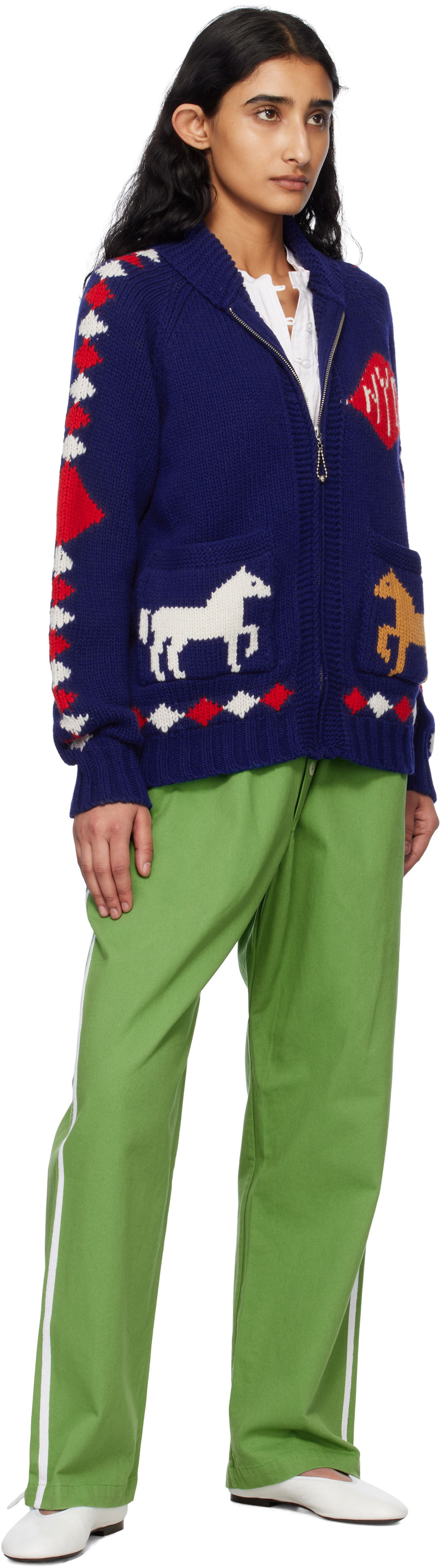 Bode Diamond Corral Zip Cardigan, 3