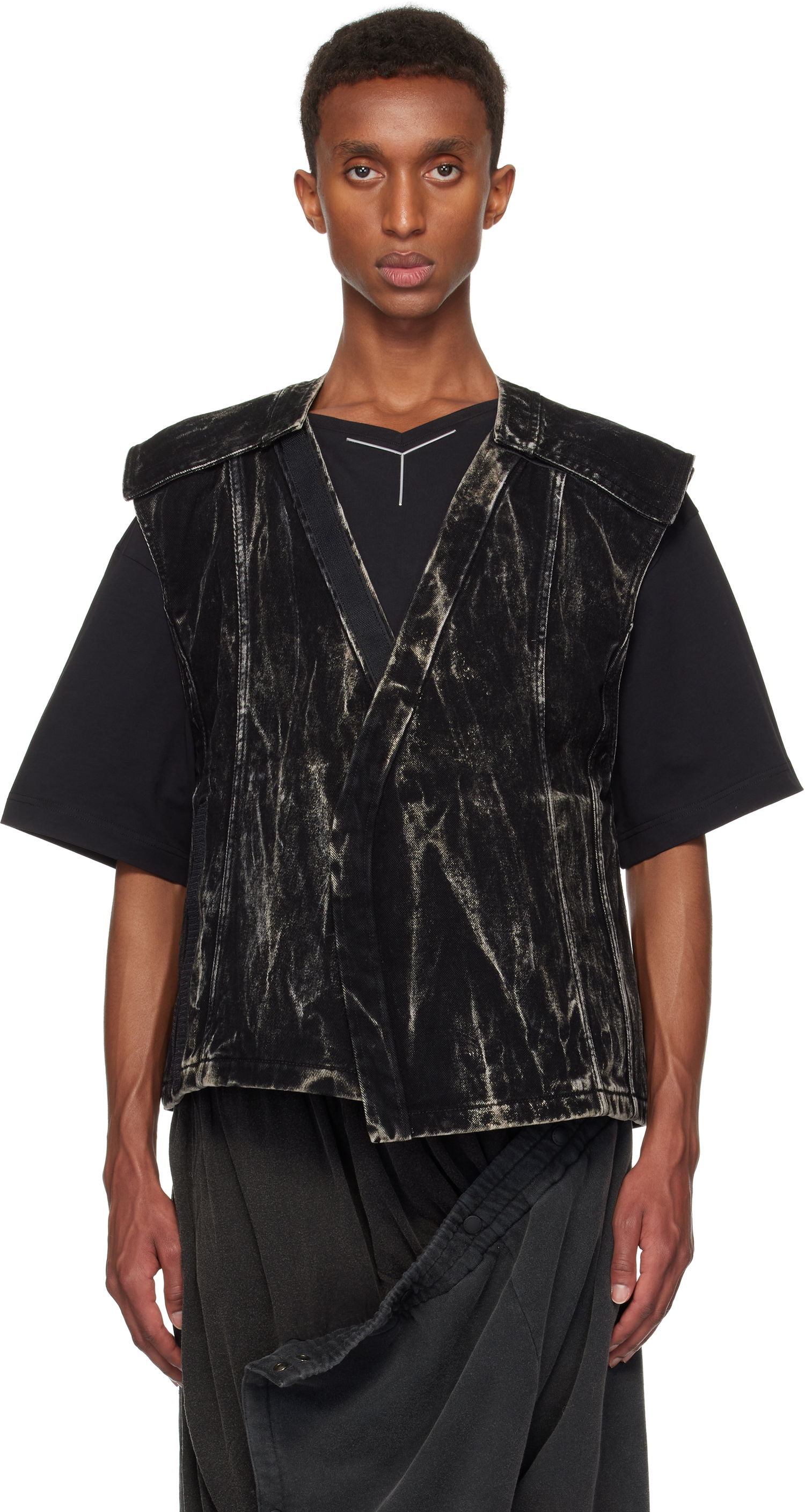 Жилетка Y/PROJECT Vertical Whiskers Denim Vest Черно | 107JA004, 0