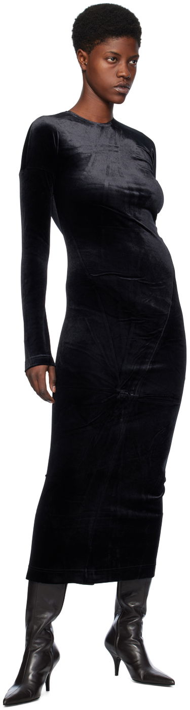 Pокля TOTEME Twisted Velvet Midi Dress Черно | 234-WRD824-FB0078, 3