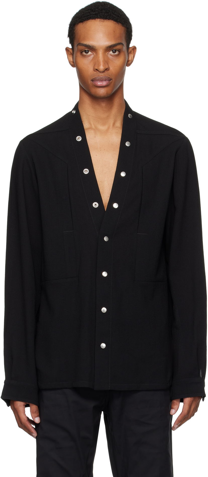 Риза Rick Owens Concordians Larry Fogpocket Shirt Черно | RU02E1287 WA