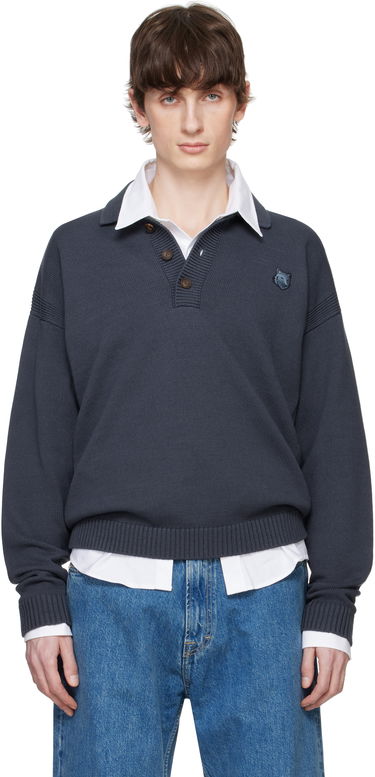 Пуловер MAISON KITSUNÉ Maison Kitsuné Fox Head Patch Comfort Polo Сиво | OM00202KT1099, 0