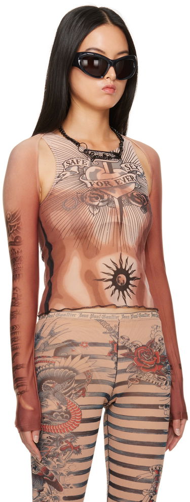 Пуловер Jean Paul Gaultier Graphic Long Sleeve Top Кафяво | 23/15-F-TO105-J527-25, 1
