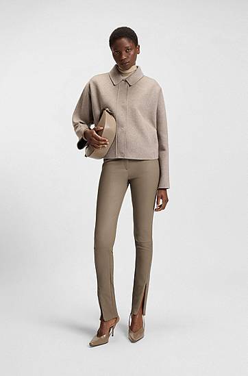 Клинове BOSS Leather Leggings Бежово | 50541926, 1