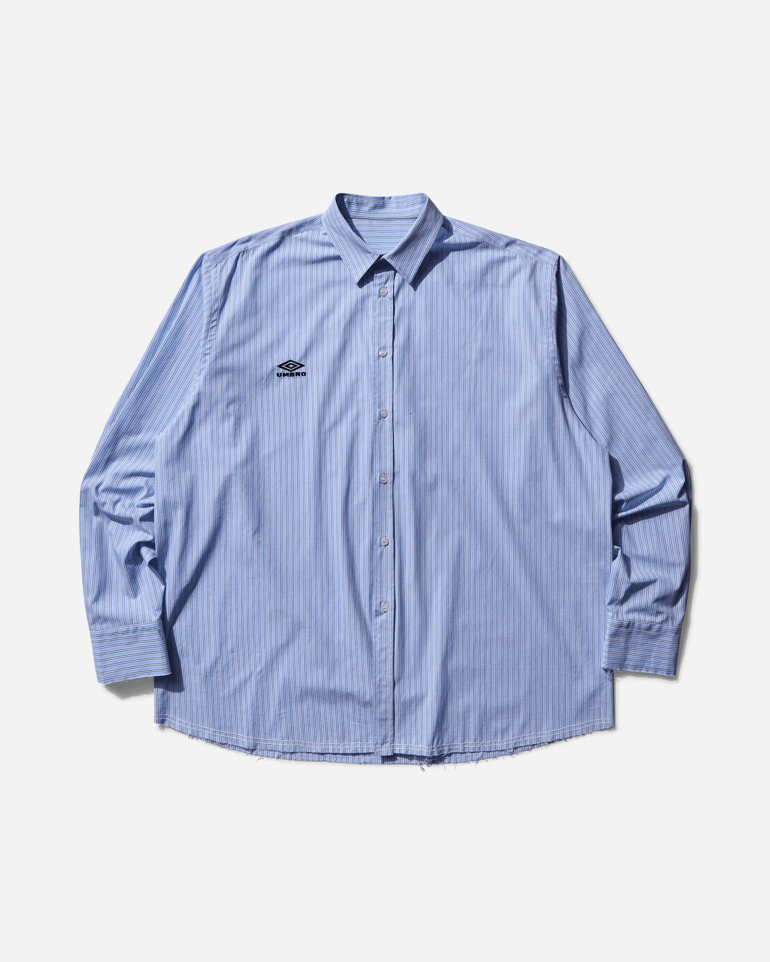 Риза Umbro Cult Unity Long Sleeve Striped Button-Up Shirt with Frayed Hem Синьо | UBMW0336FA211 BLU0050, 0