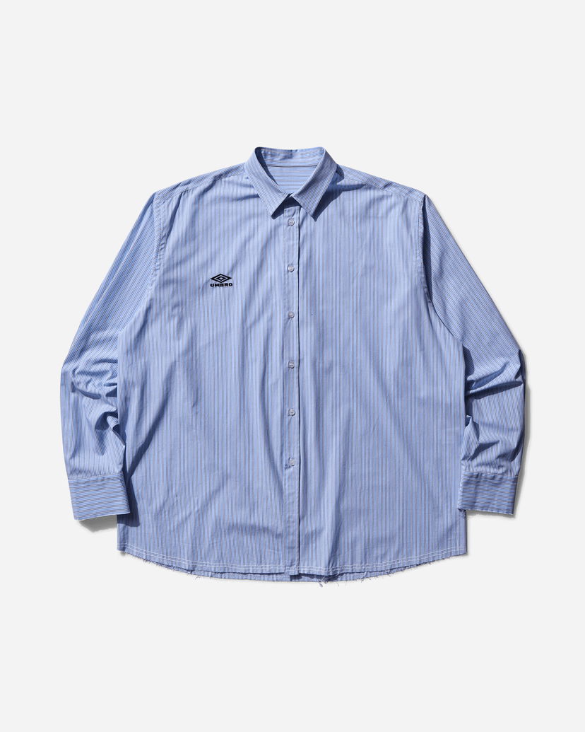 Риза Umbro Cult Unity Long Sleeve Striped Button-Up Shirt with Frayed Hem Синьо | UBMW0336FA211 BLU0050
