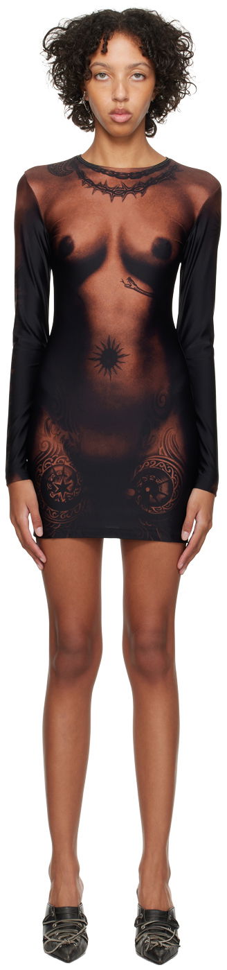 Jean Paul Gaultier 'The Short Ebony Body Tattoo' Minidress