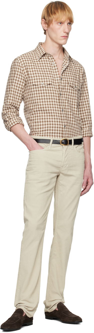 Риза Tom Ford TOM FORD Small Check Western Shirt Кафяво | HDS001-FMC202S25, 4