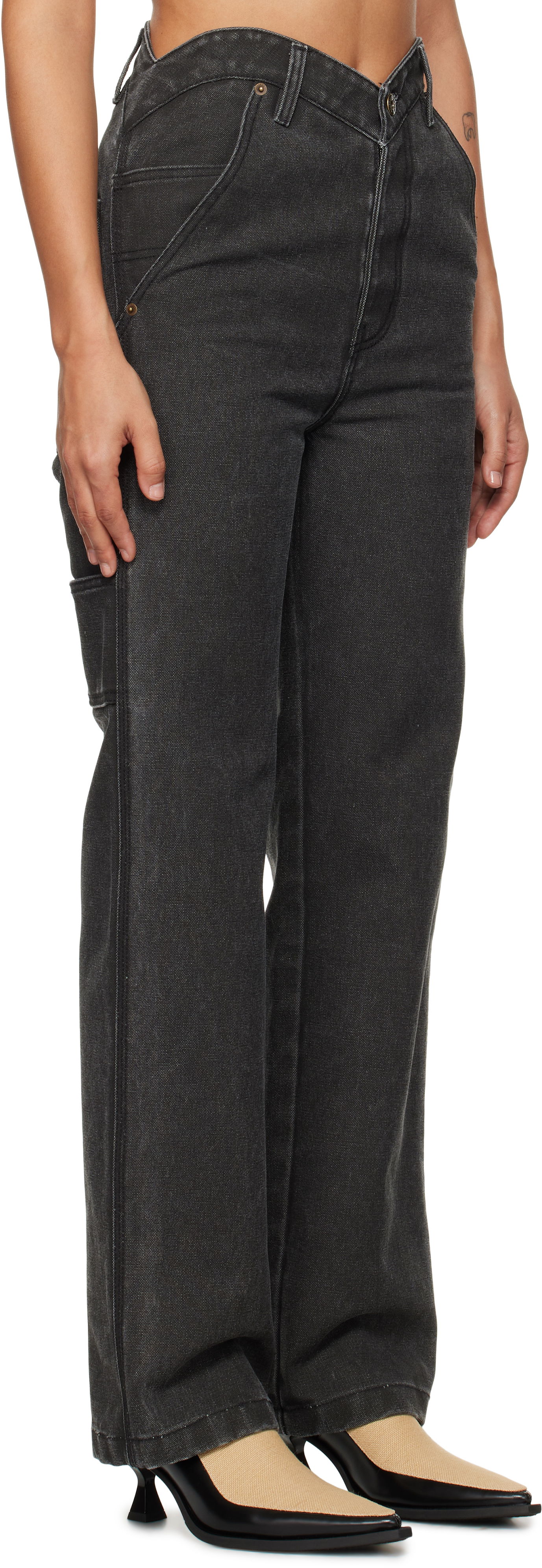 Дънки We11done We11done Heart Work Trousers Черно | WD-PT3-24-280-W-BK, 1