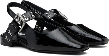 Pокля rag & bone rag & bone Astra Leather Slingback Ballerina Flats Черно | WFF24FF000PA0, 3