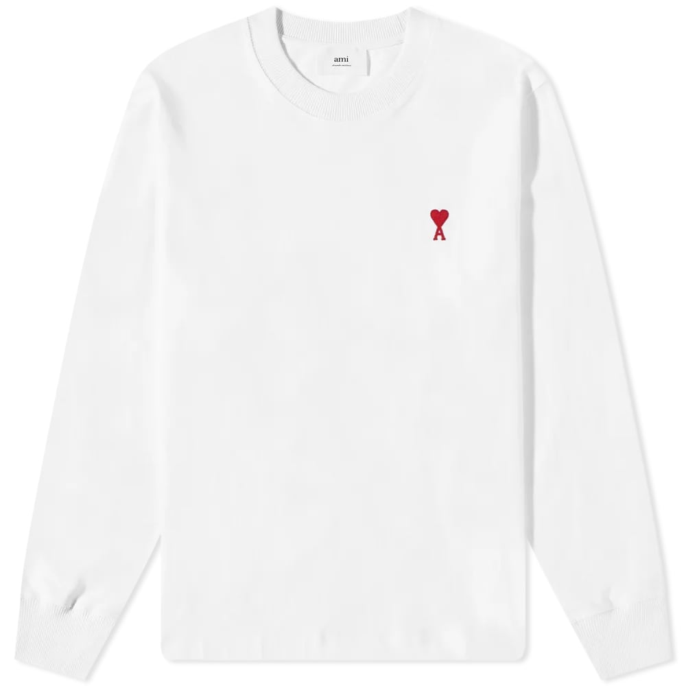 Тениска AMI Long Sleeve Small A Heart Tee Бяло | UTS200-701100, 0