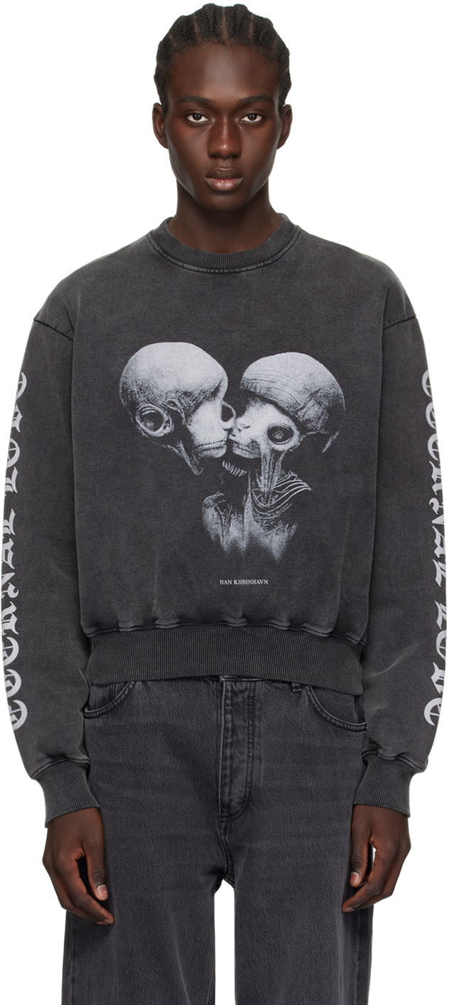 Суитчър Han Kjøbenhavn Aliens Kissing Graphic Sweatshirt Черно | M-133224, 0