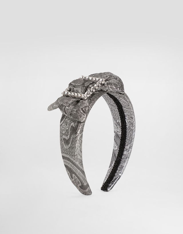 Crystal-Embellished Lamé Jacquard Knot Headband