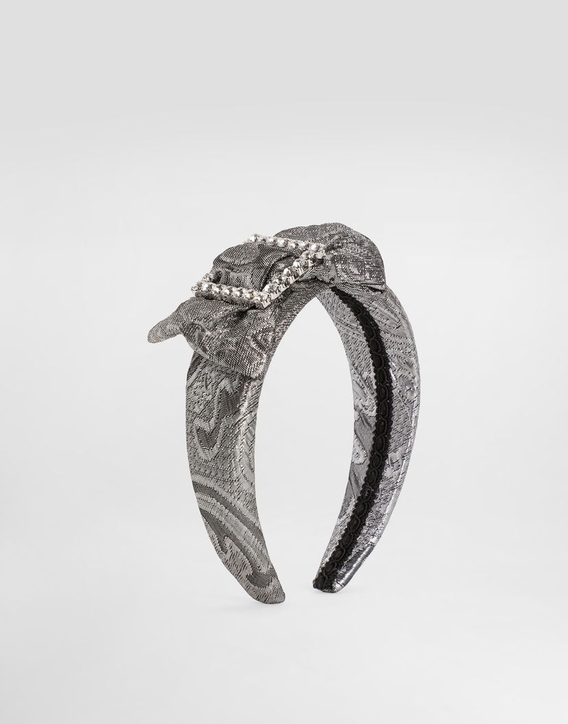 Аксесоари Dolce & Gabbana Crystal-Embellished Lamé Jacquard Knot Headband Металик | LB3L69HJMQWS0998