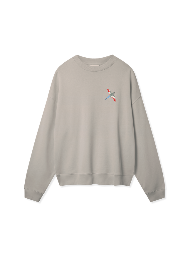 Micro Bee Bird Embroidered Crewneck Sweatshirt