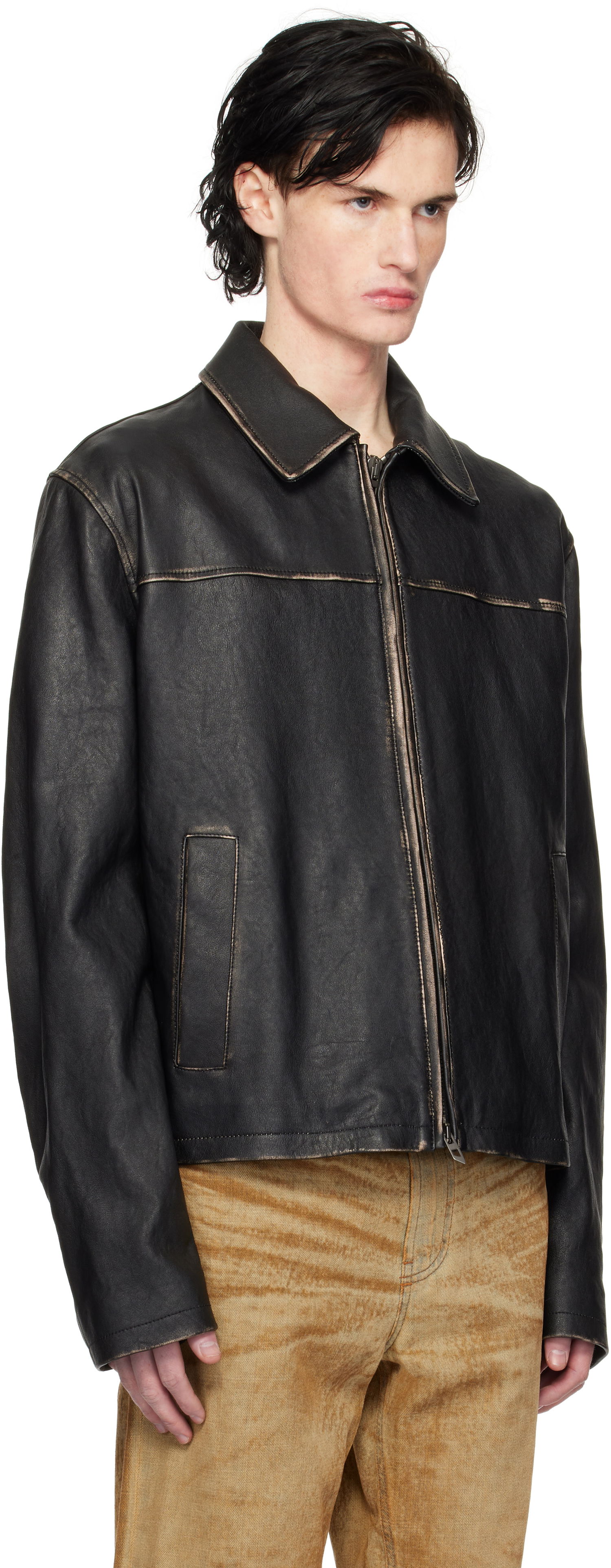 Яке бомбър Diesel L-Blixia Black Leather Jacket Черно | A14324-0PITR-9XX, 1