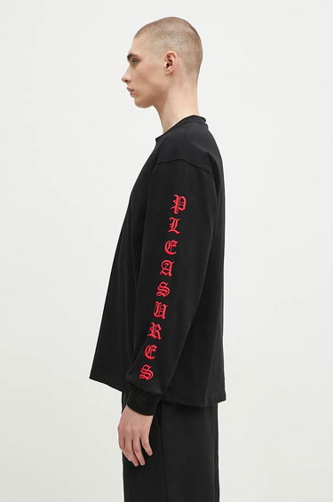 Тениска Pleasures T-Shirt Heavyweight Long Sleeve Черно | P24F045, 1