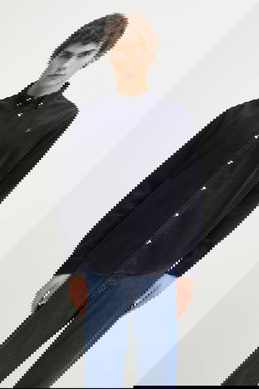 Риза Carhartt WIP Long Sleeve Madison Corduroy Shirt Regular Fit Button-down Collar Тъмно синьо | I029958.0FHXX, 0