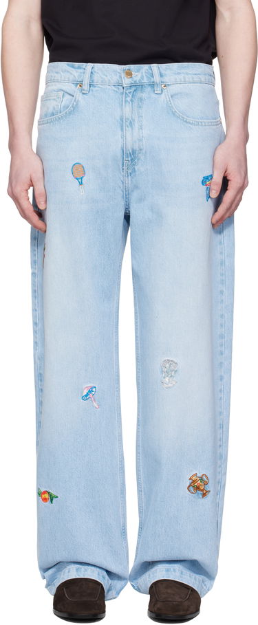 Дънки Casablanca Casablanca Embroidered Motif Jeans Синьо | MPS25-TR-230-01, 0
