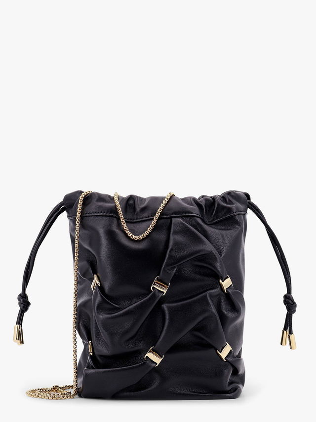 Black Leather Shoulder Bucket Bag