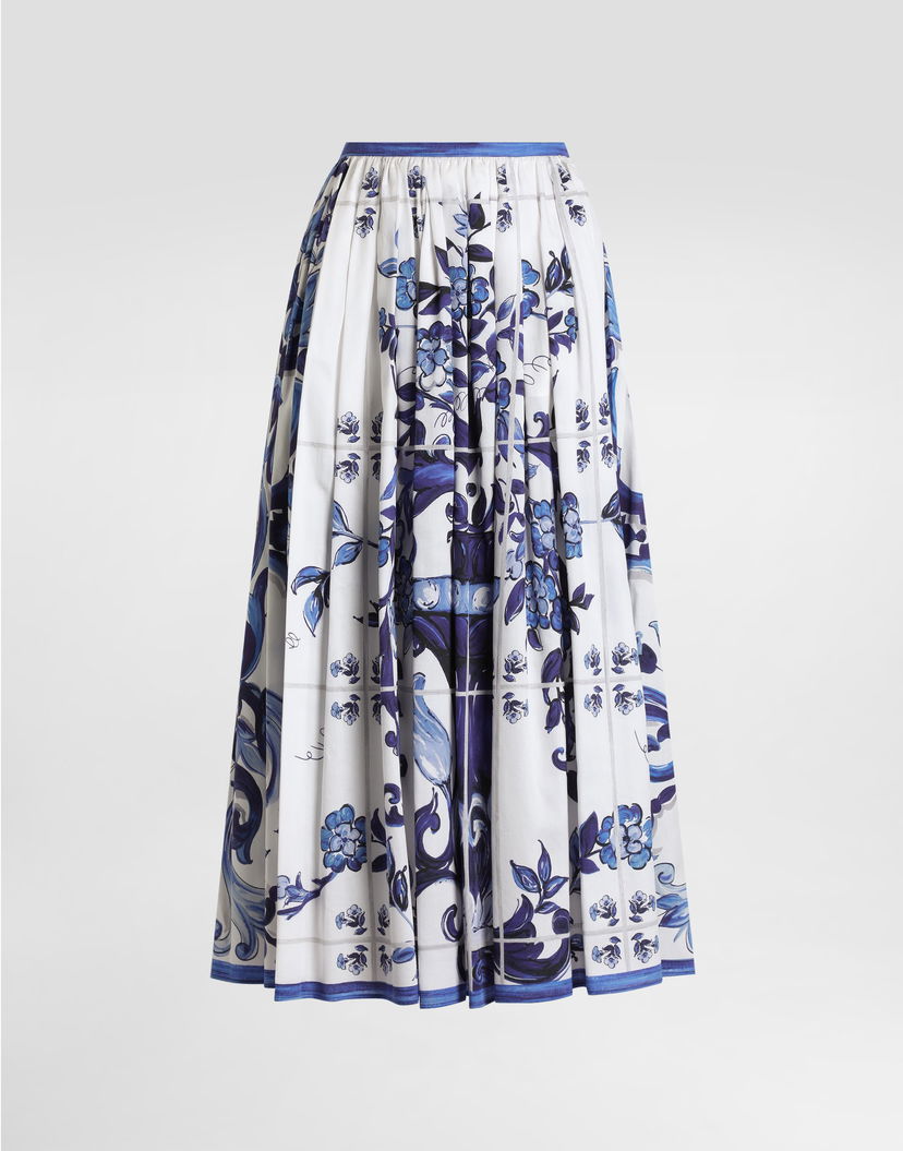 Пола Dolce & Gabbana Majolica-print Long Cotton Satin Skirt Многоцветен | I4O19WHS5T2HA3TN