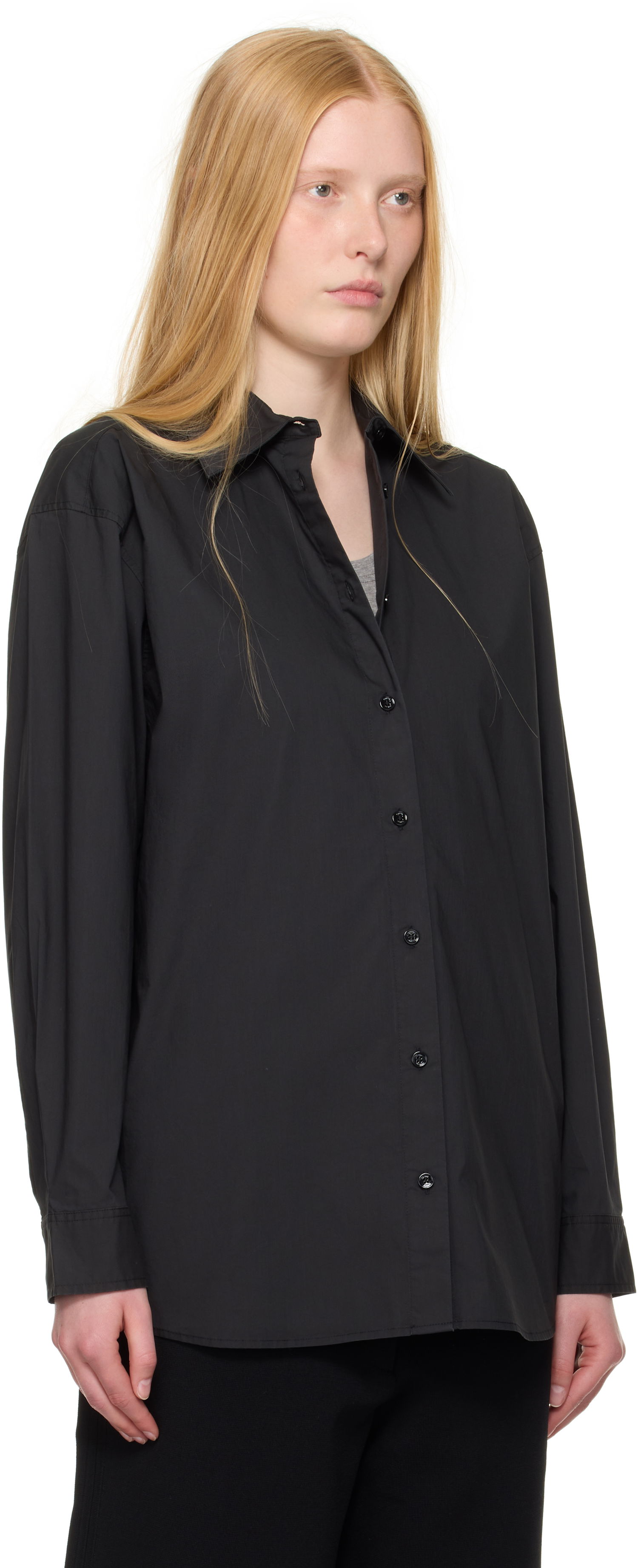 Риза TOTEME TOTEME Classic Tumbled Button-Down Shirt Черно | 252-WRT0480-FB0415, 1