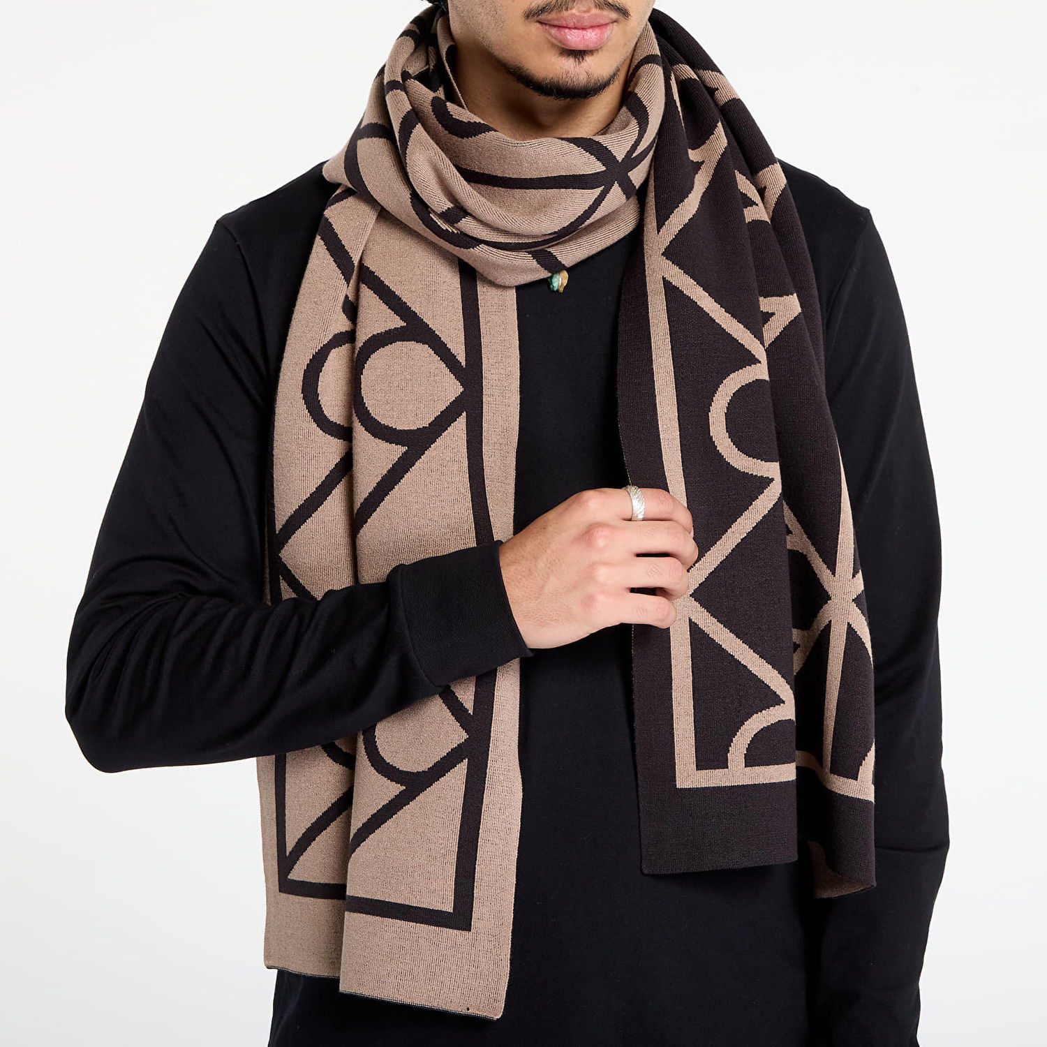 Шал CALVIN KLEIN Calvin Klein Emblem Aop Fine Scarf Кафяво | LV04D8051G UB1, 1