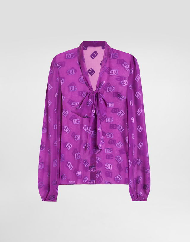 Dolce & Gabbana Chiffon Jacquard Shirt With All-over Logo