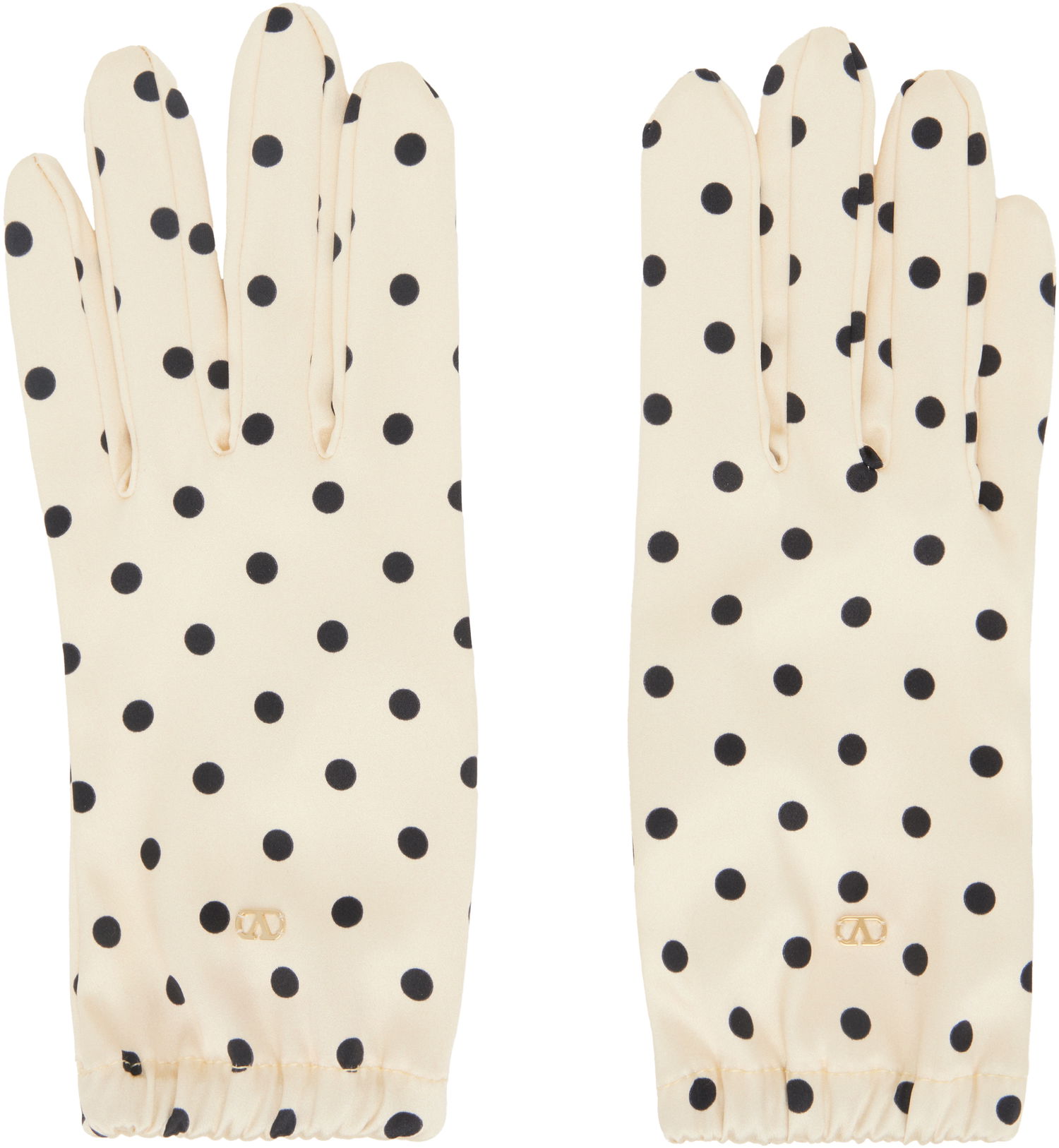 Ръкавици Valentino Valentino Garavani VLogo Signature Polka Dot Silk Gloves Бежово | 6W0GD00HAEM, 0