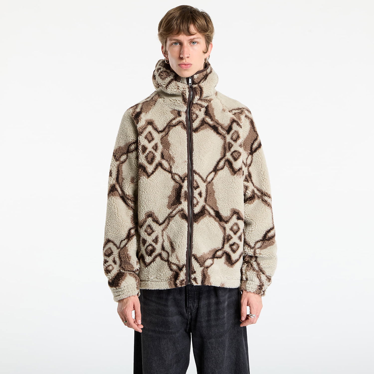 Суитчър DAILY PAPER Daily Paper Burned Shield Sherpa Hoodie Бежово | 2521134, 0