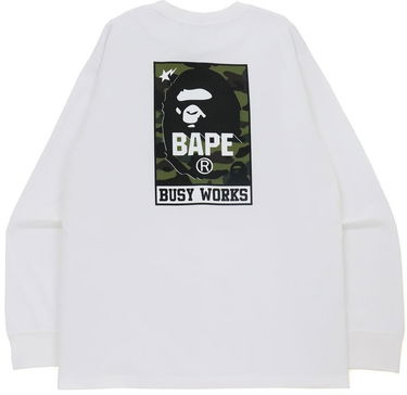 Пуловер BAPE BAPE Busy Works Relaxed Fit Long Sleeve T-Shirt Size: L Бяло | 001LTH701002I, 1