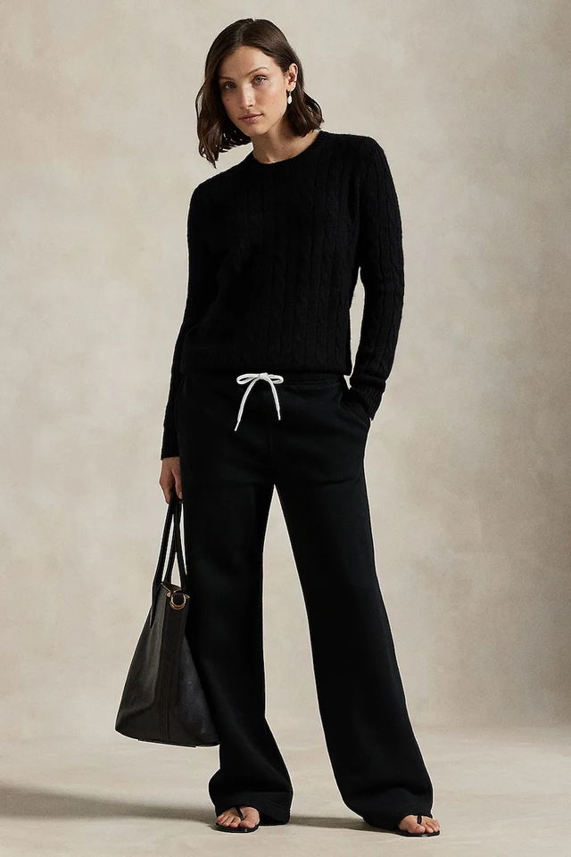 Polo Ralph Lauren Cable-Knit Sweater and Wide-Leg Sweatpants