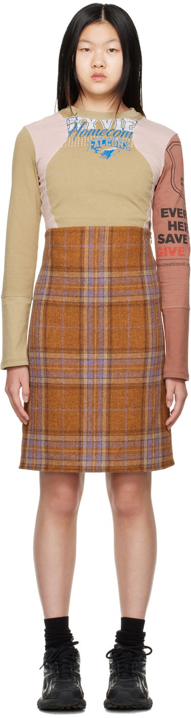 Пола We11done Plaid Mini Dress Кафяво | WD-OP3-22-219-W-OR, 0