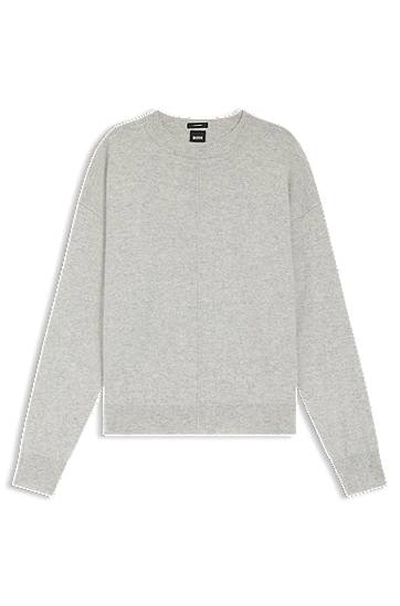 Пуловер BOSS Relaxed-fit 100% Cashmere Sweater Сиво | 50547883