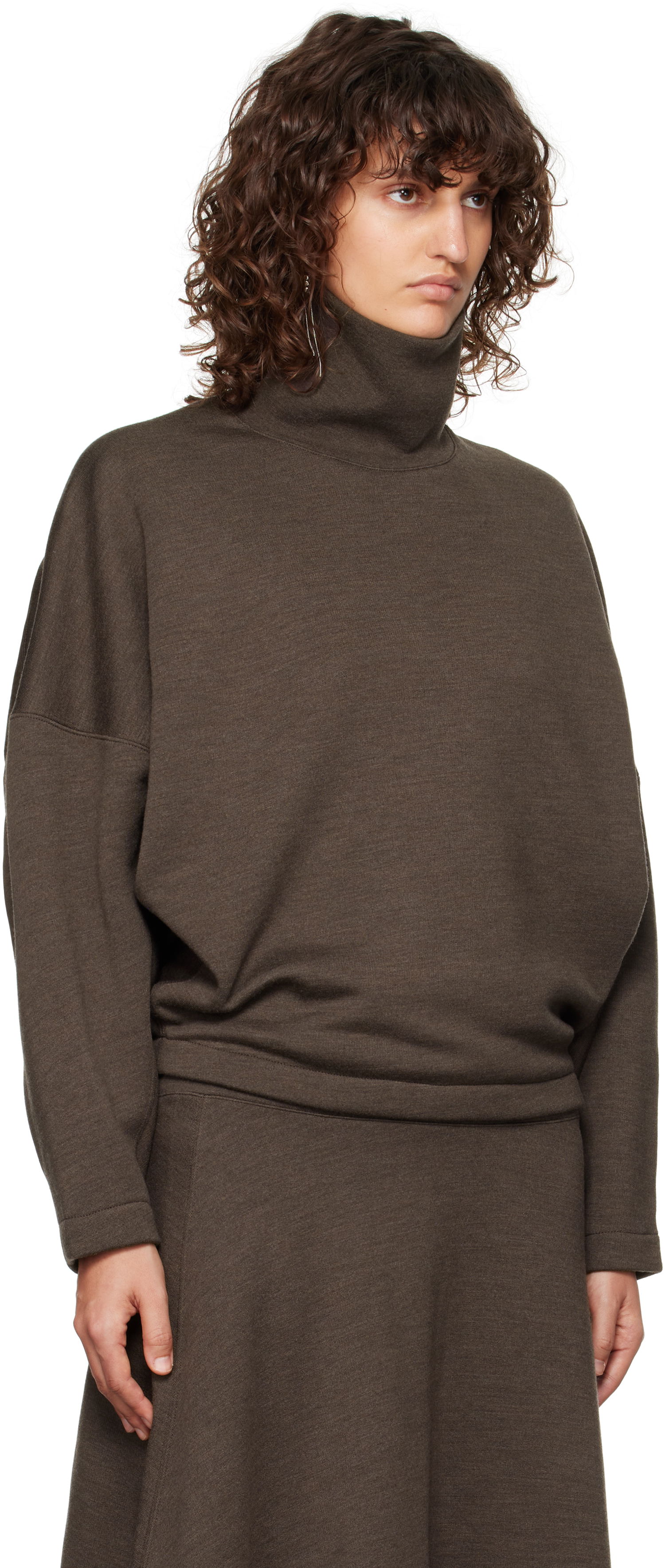 Пуловер LEMAIRE Lemaire High Neck Sweatshirt Кафяво | TO1286 LJ1020, 1
