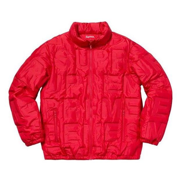 Пухо яке Supreme Logo Embossed Puffy Jacket Червено | SUP-SS19-017