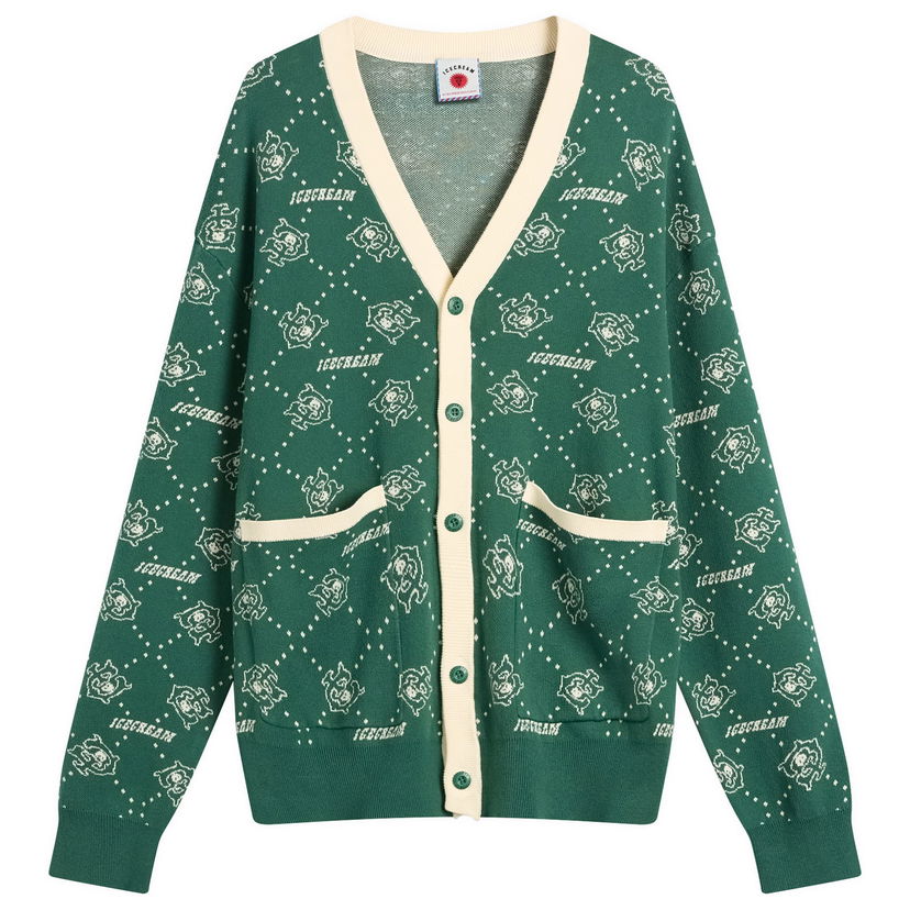 Пуловер BBC IceCream Monogram Knit Cardigan, Size Large Зелено | IC25333-GRN