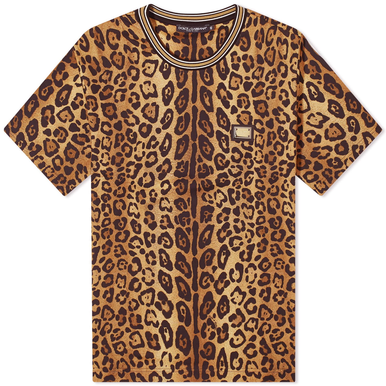 Тениска Dolce & Gabbana Leopard Print T-Shirt Кафяво | G8PN9TII7B0-HXNBM, 0