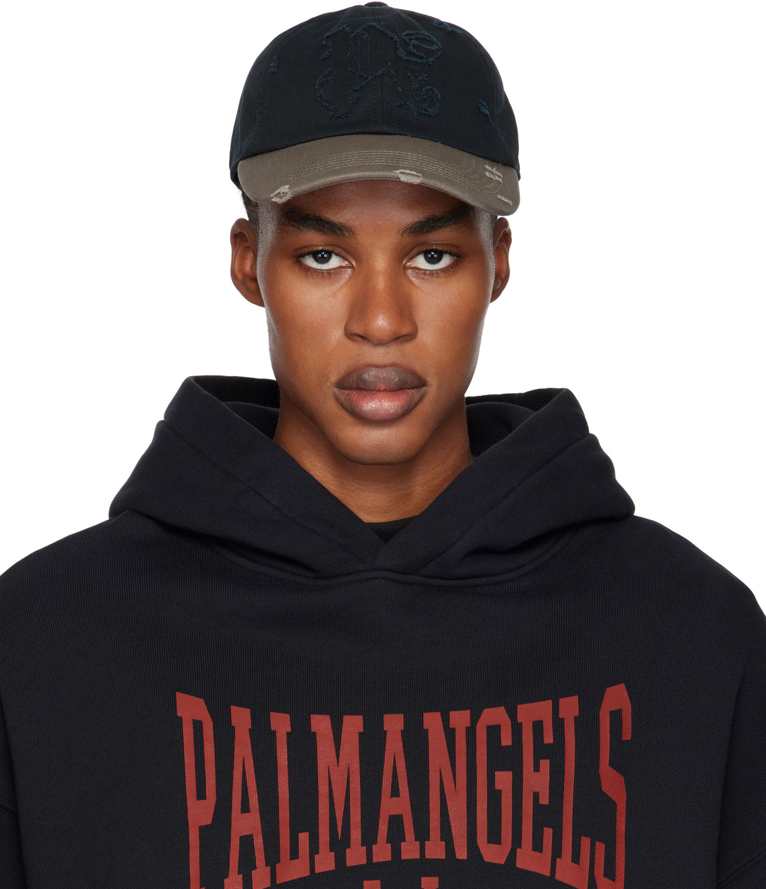 Шапка с козирка Palm Angels Ripped Monogram Cap Черно | PMLB104F24FAB0081106, 0