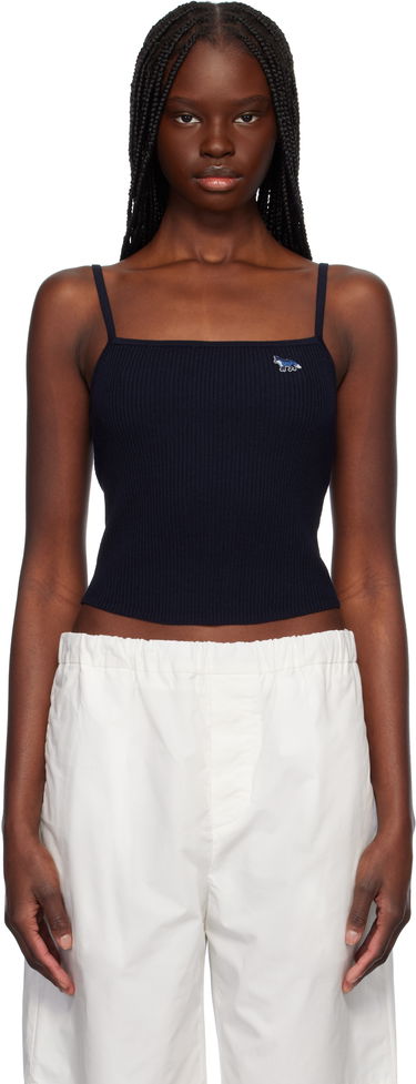 Потник MAISON KITSUNÉ Maison Kitsuné Baby Fox Patch Fine Rib Cropped Camisole Тъмно синьо | OW00601KT1091, 0