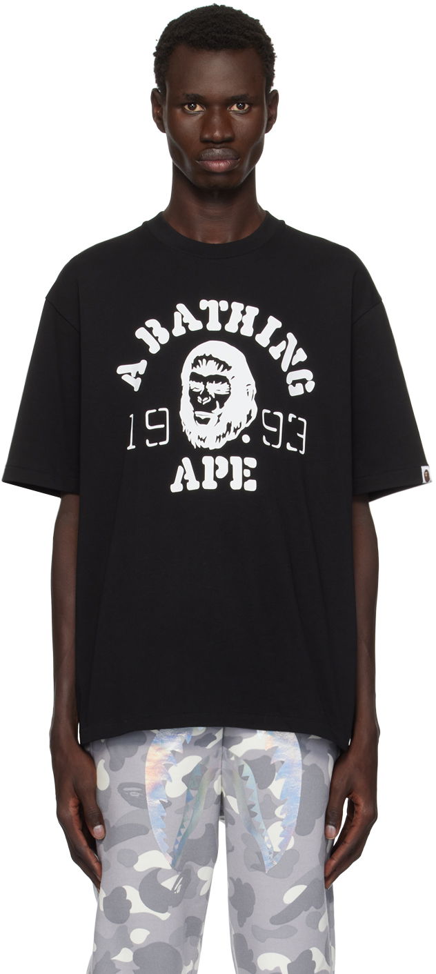 Тениска BAPE Ape Head College Graphic T-shirt Черно | 001TEK301352M