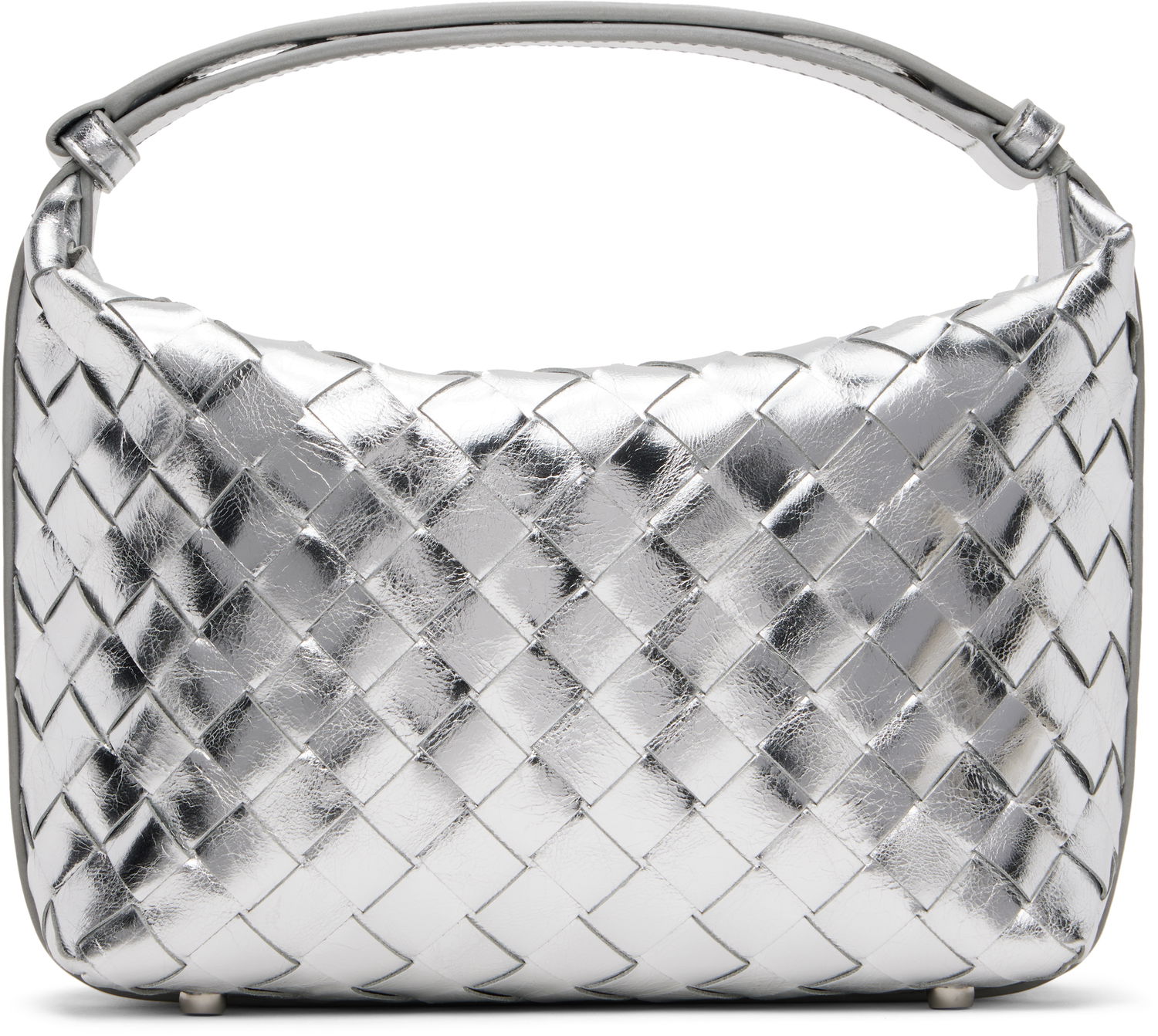 Дамска чанта Bottega Veneta Wallace Metallic Leather Shoulder Bag Металик | 754443 V4P11, 0