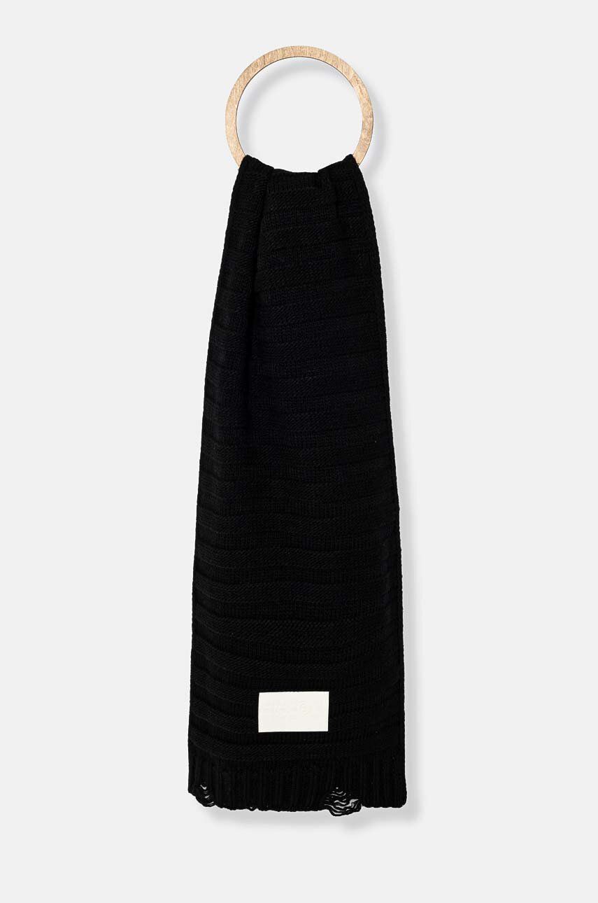 Шал Maison Margiela Wool Scarf With Applique Черно | S52TE0054.M13040, 0