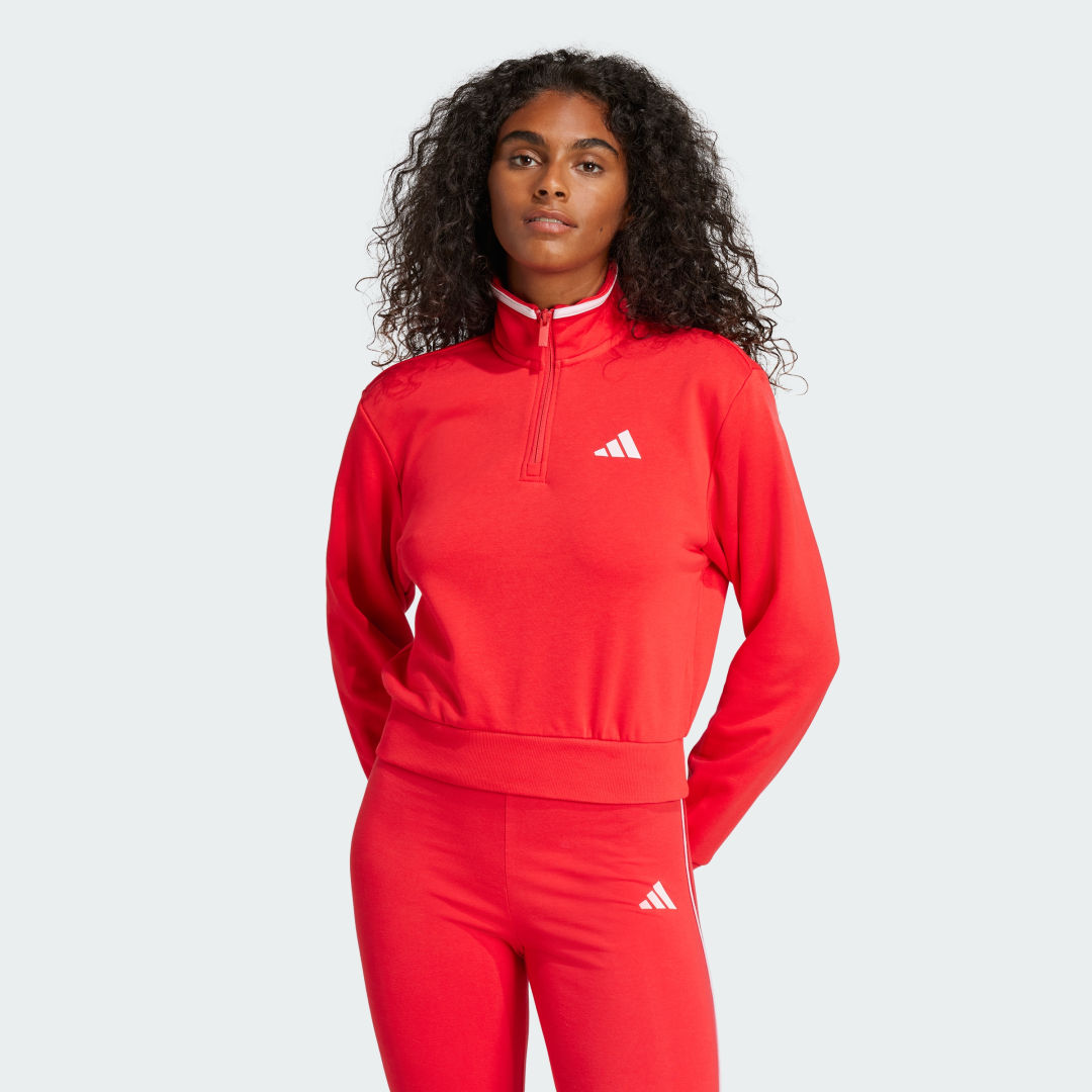 Суитчър adidas Performance Crop Quarter-Zip Track Jacket Червено | JG4171, 0