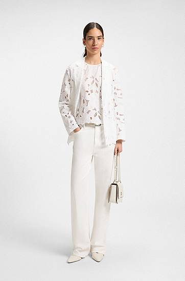 Потник BOSS Broderie Anglaise Sleeveless Blouse Бяло | 50537401, 1