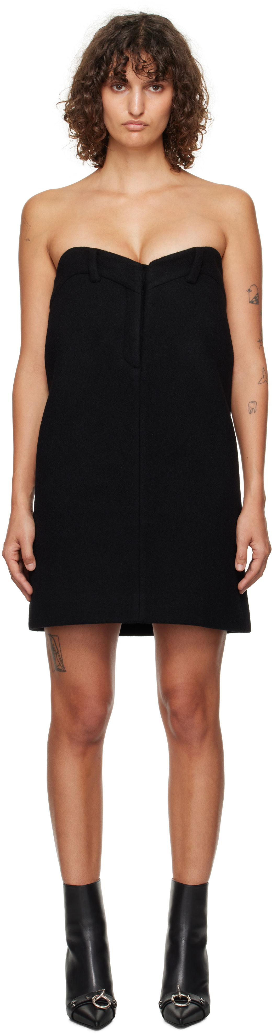 Pокля We11done We11done Sweetheart Mini Dress Черно | WD-OP3-24-119-W-BK, 0