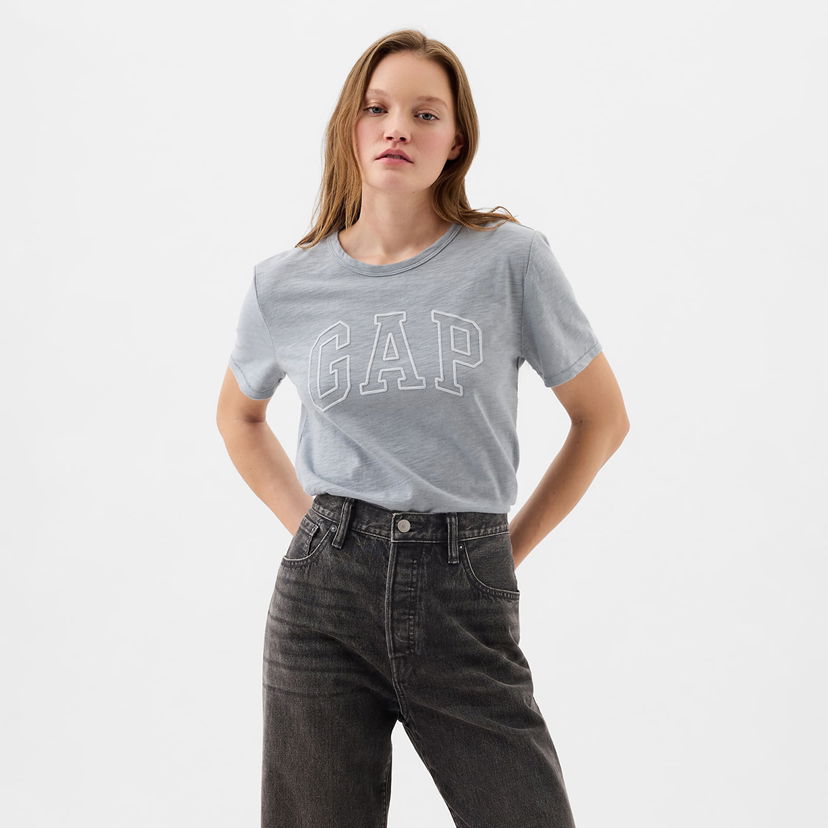 Тениска GAP Logo Slub Tee Crystal Blue Dusk Сиво | 871344-00