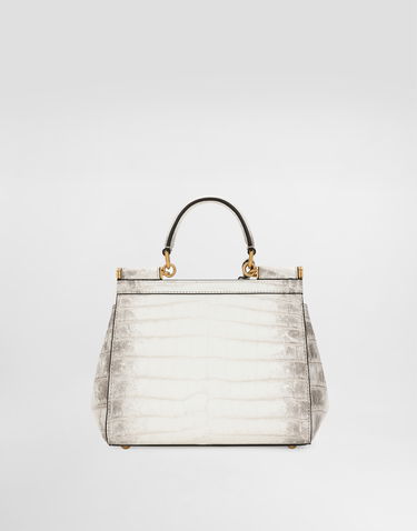 Дамска чанта Dolce & Gabbana Dolce & Gabbana Medium Sicily Handbag Crocodile Leather Бяло | BB6003B2EM180001, 2
