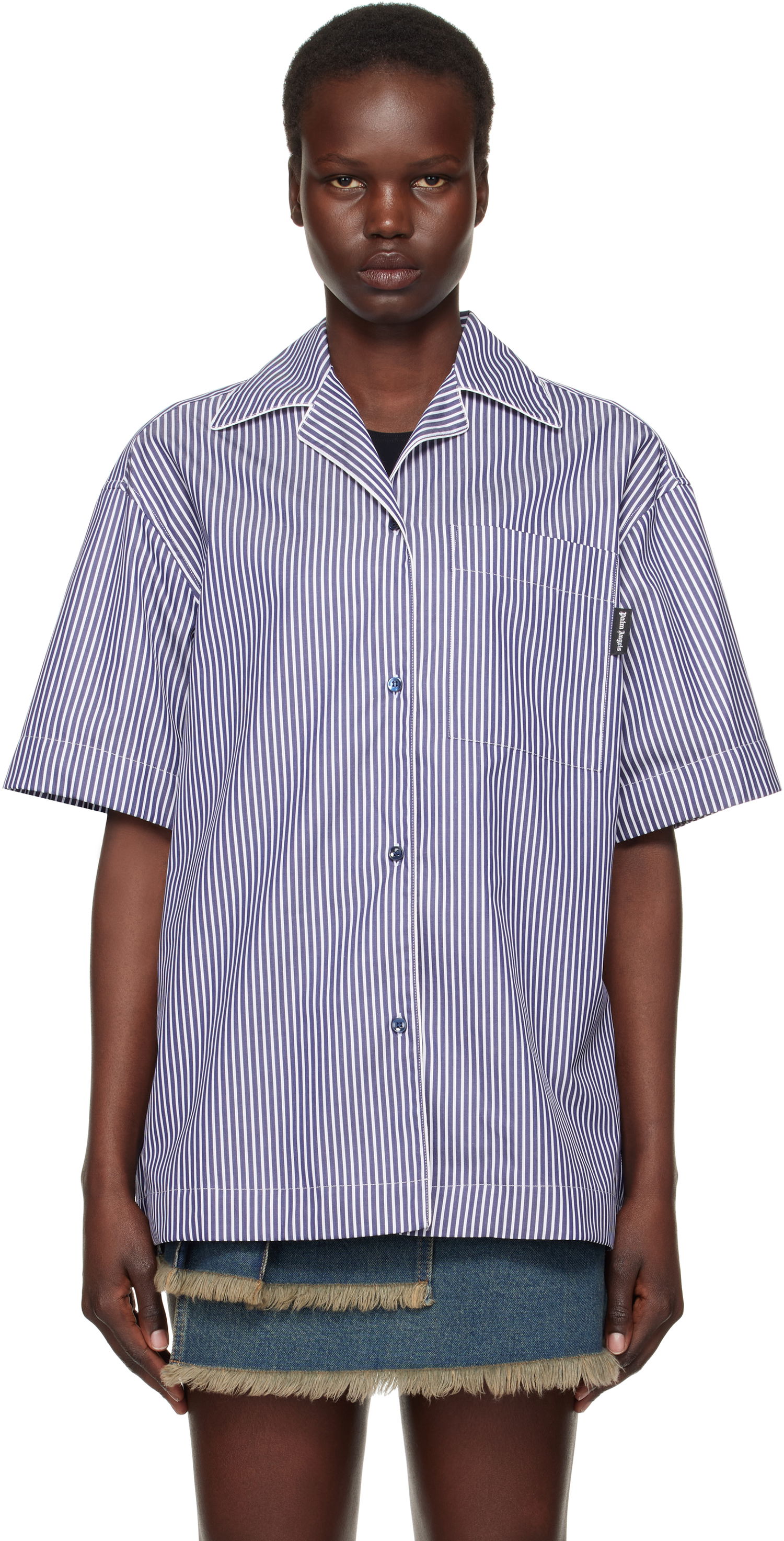 Риза Palm Angels Striped Shirt Синьо | PWGG005S25FAB0014603, 0