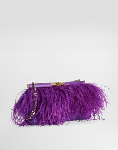 Чанта през рамо Dolce & Gabbana Marlene Satin and Feather Shoulder and Crossbody Bag Лилаво | BB7672AO21687623, 3