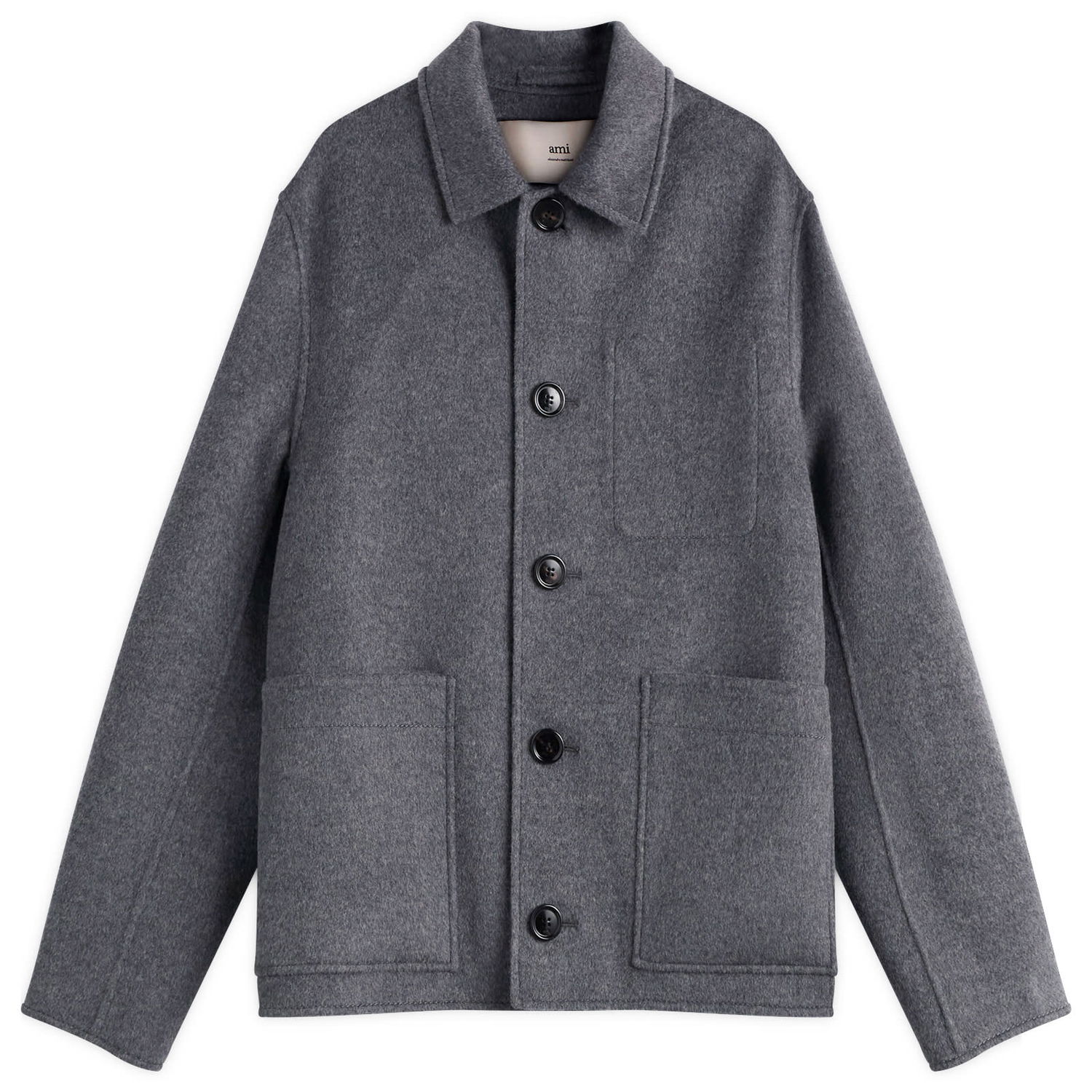 Яке AMI Men's Double Faced Wool Cashmere Jacket, Size Small Сиво | H25HJK844-WV0022-055H25, 1